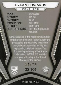 2023 NRL Traders Titanium - Gold Pearl Special #GS104 Dylan Edwards Back